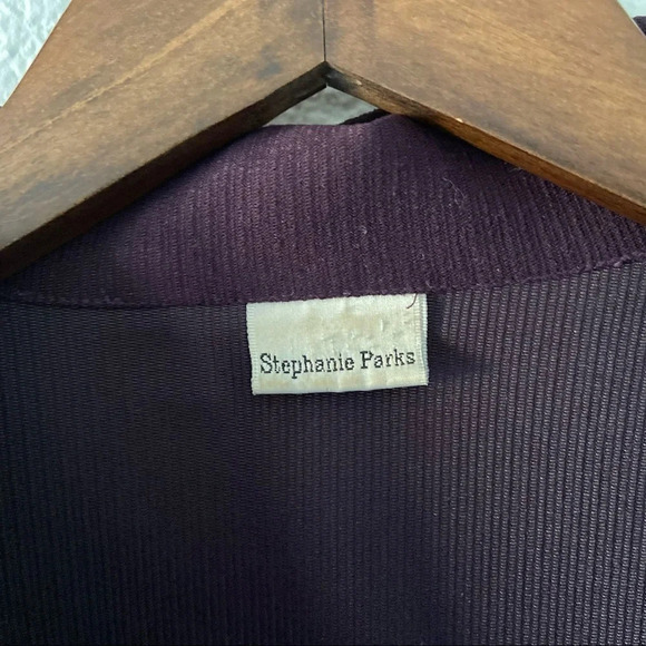 Shacket Retro Shirt Jacket Eggplant Ribbed Textured Button Up  Pockets XL Fall - Picture 5 of 10